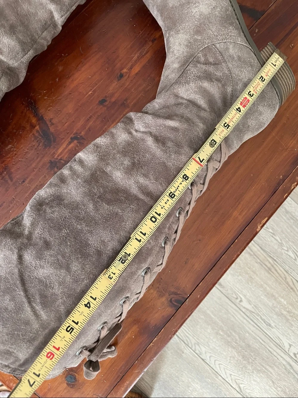Knee-High Lace-Up Taupe Women's Boots